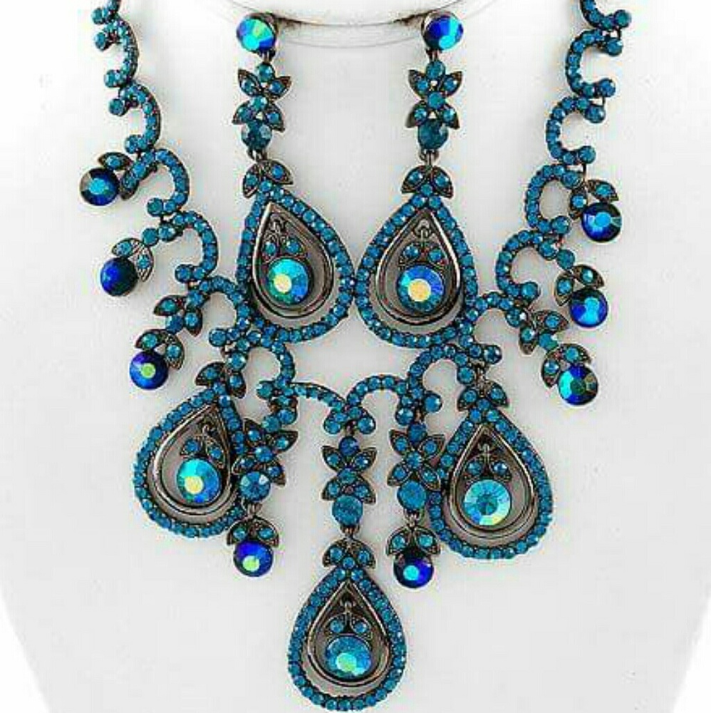 Blue Swarovski Crystal Handcrafted Necklace